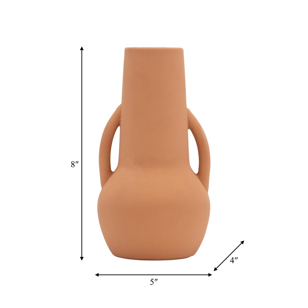 Cer,8",vase W/handles,terracotta. Picture 8