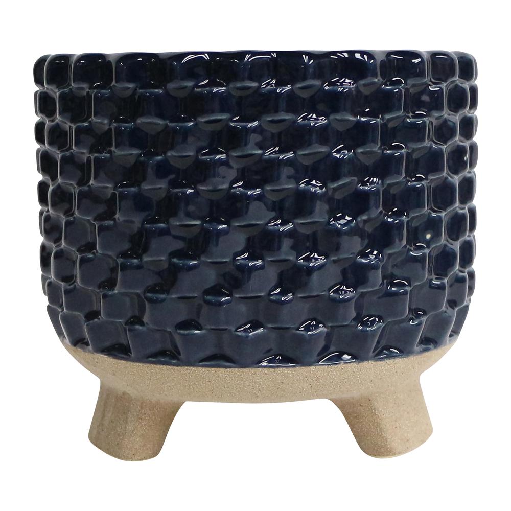 7" 27 Oz Ocean Mist Woven Candle, Navy. Picture 1