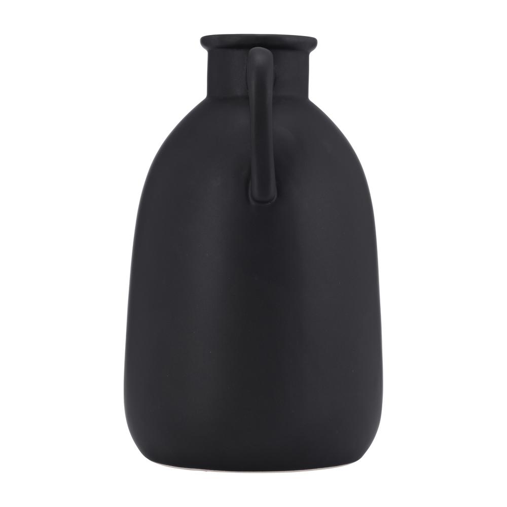 Cer, 10"h Eared Vase, Black. Picture 3
