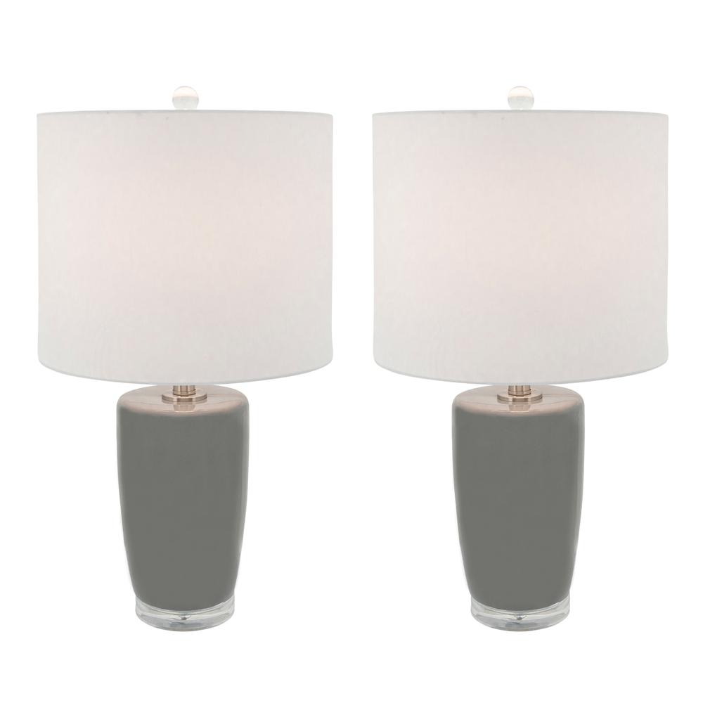 S/2 Ceramic 25" Table Lamps, Gray. Picture 2