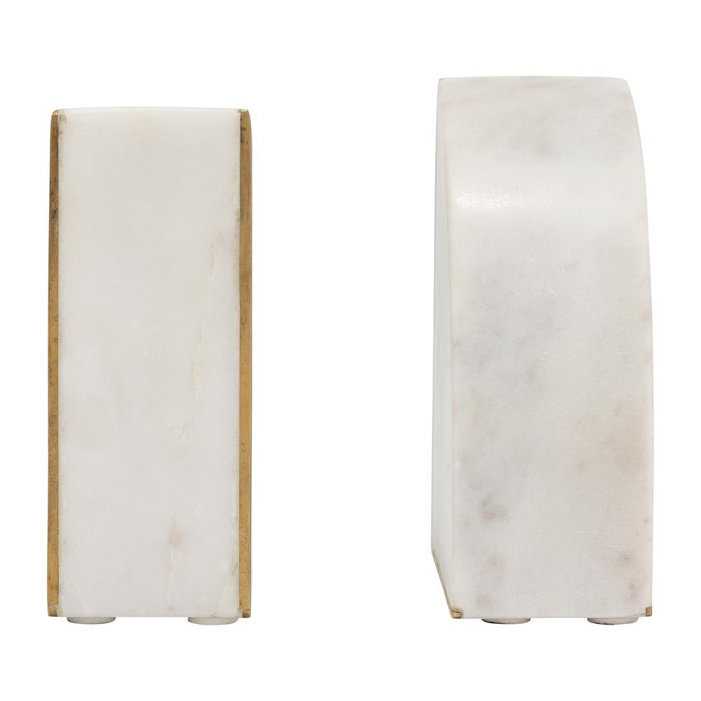 Marble, S/2 5" Pie Bookends, White. Picture 6