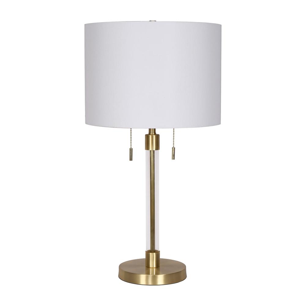 Glass 27" Chain Pull Table Lamp, Gold. Picture 1