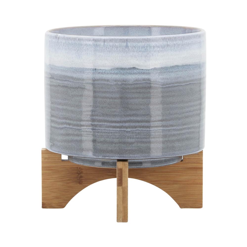 Ceramic 8" Planter On Stand, Blue Fade. Picture 2
