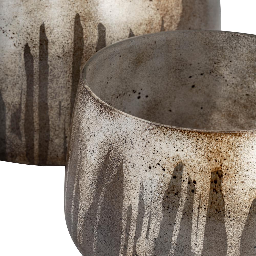 Glass, S/2 10/14" Decorative Bowls, Bronze. Picture 6