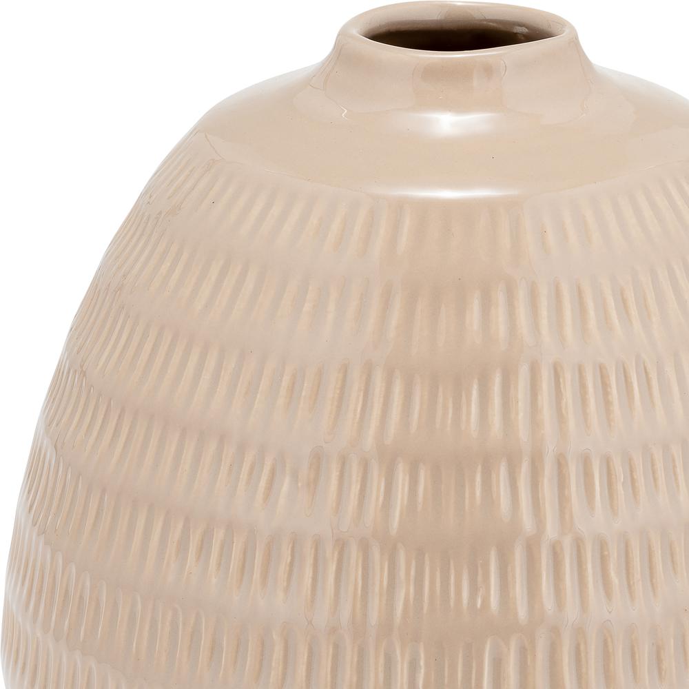 Cer,7",stripe Oval Vase,irish Cream. Picture 4