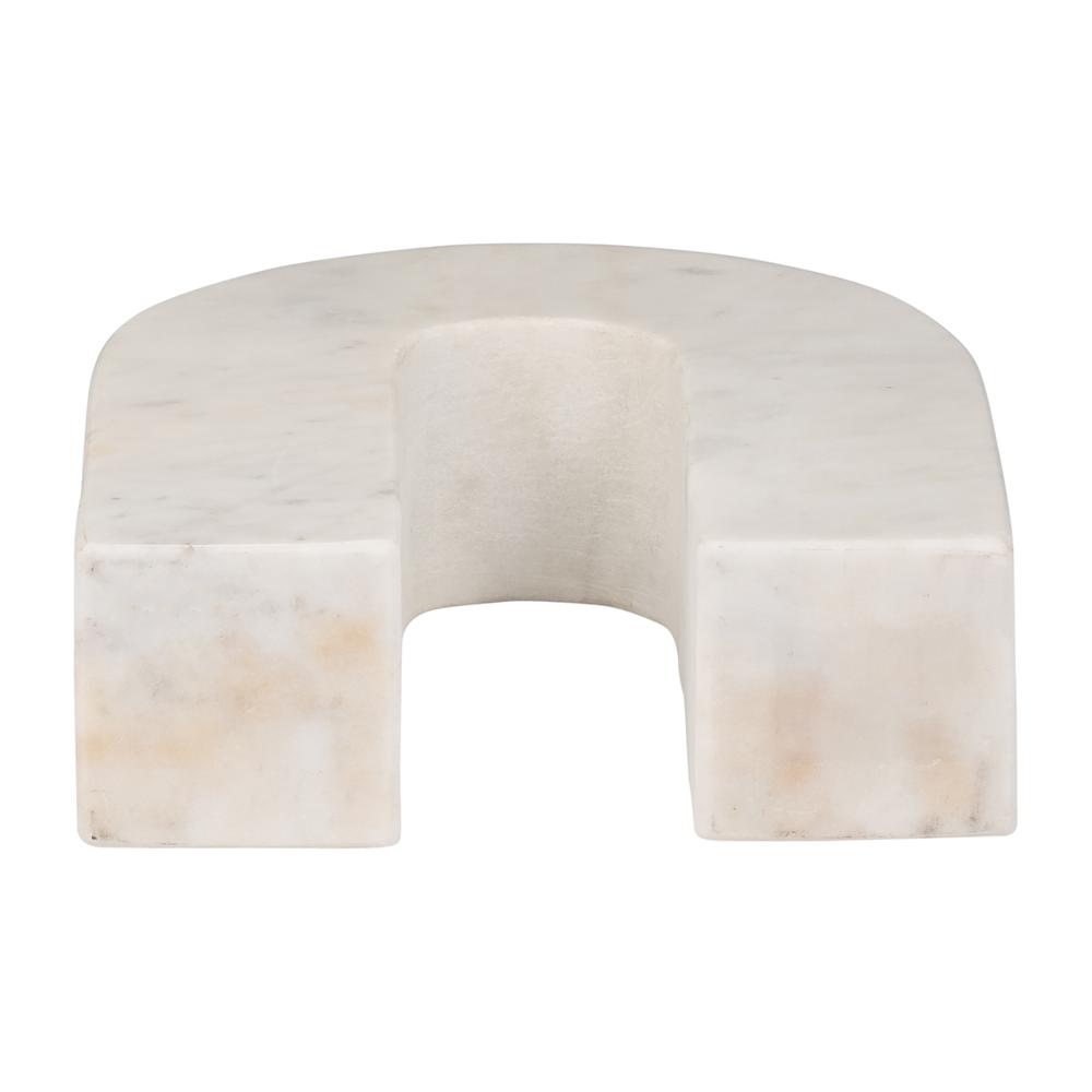 Marble, 7"h Horseshoe Tabletop Deco, White. Picture 6