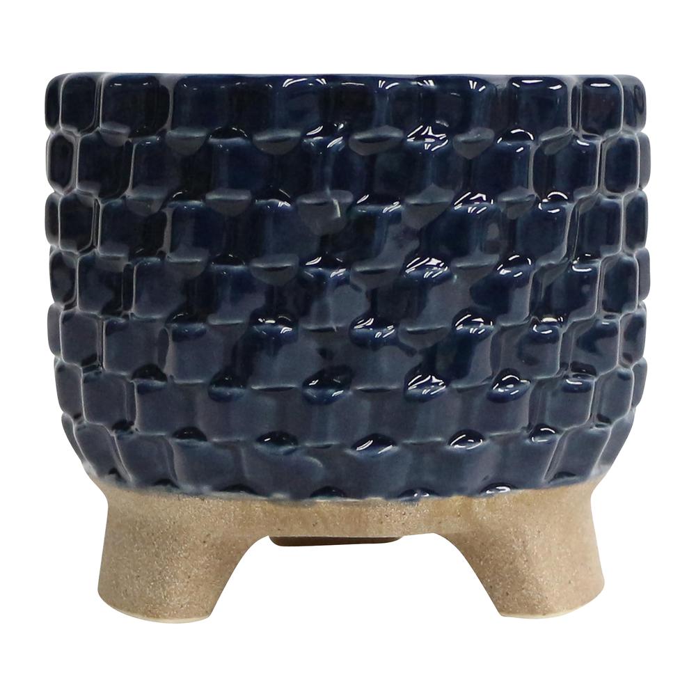 6" 13 Oz Ocean Mist Woven Candle, Navy. Picture 1