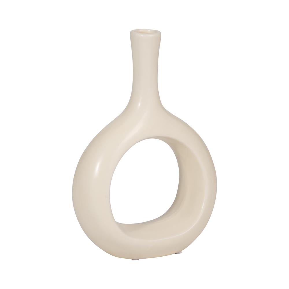Cer, 9" Curved Open Cut Out Vase, Cotton. Picture 2