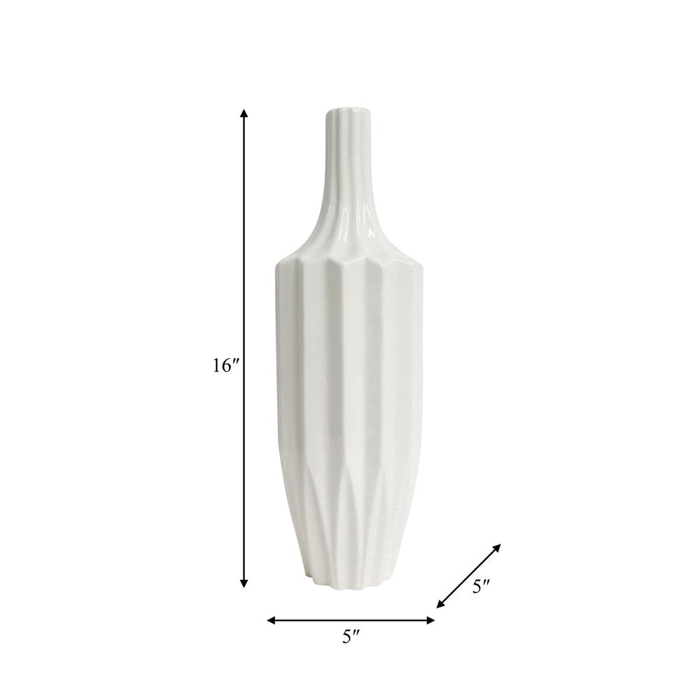 Cer, 16" Fluted Vase, White. Picture 8