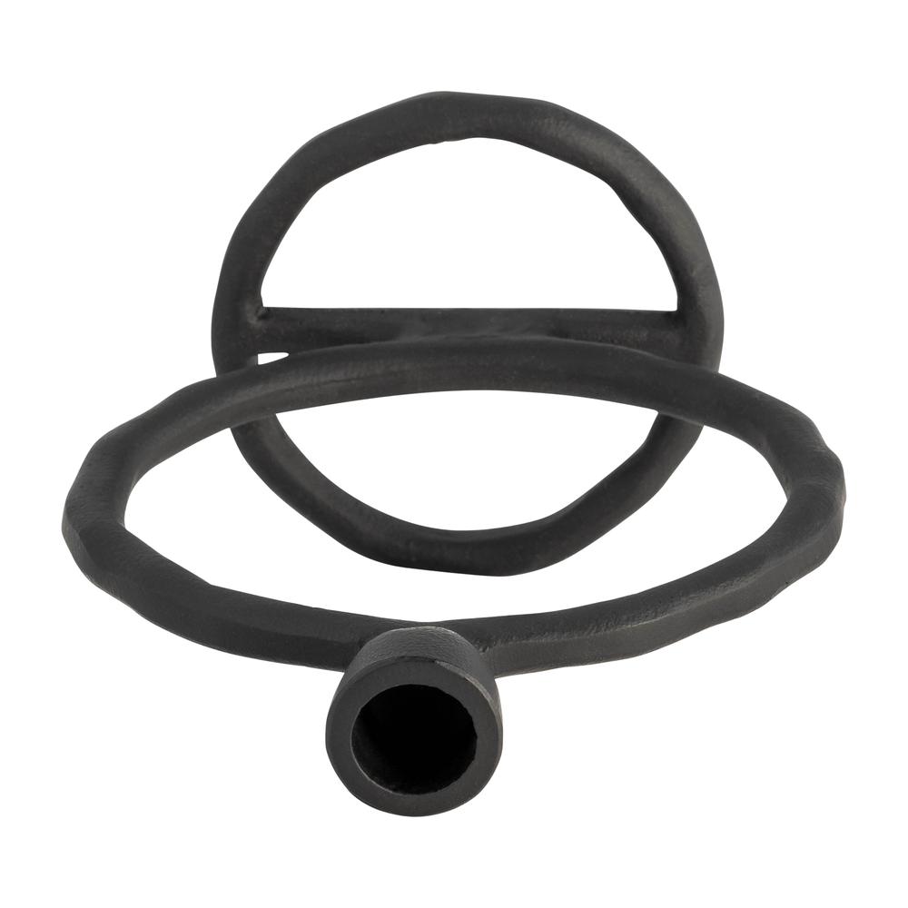 Metal, 8" Round Ring Taper Candleholder, Black. Picture 6