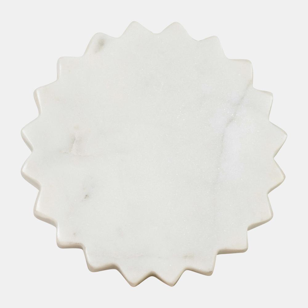 Marble, 5x5 Flower Trinket Tray, White. Picture 1