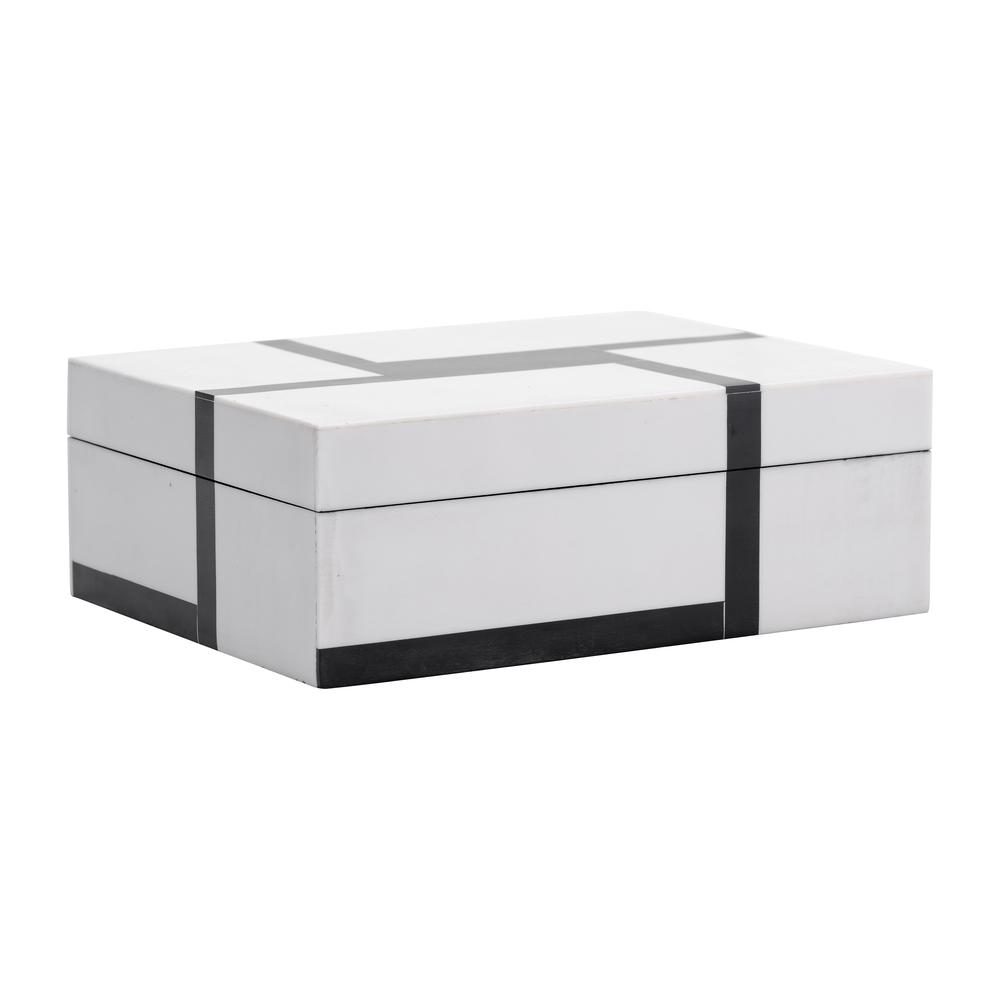 Resin,s/3 6/7/9"bold Lines Design Rec Boxes,blk/wh. Picture 6