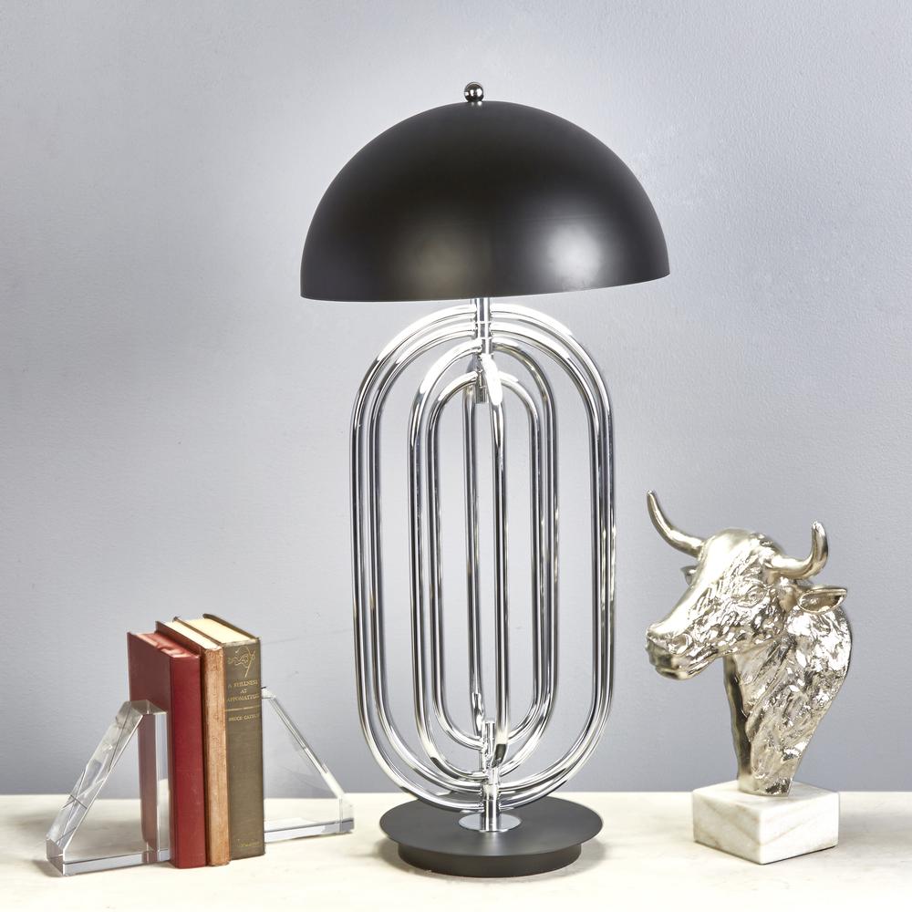 Metal 28" Art Deco Table Lamp,silver. Picture 3