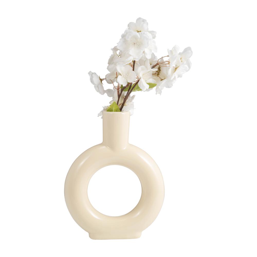 Cer, 9" Round Cut-out Vase, Cotton. Picture 4