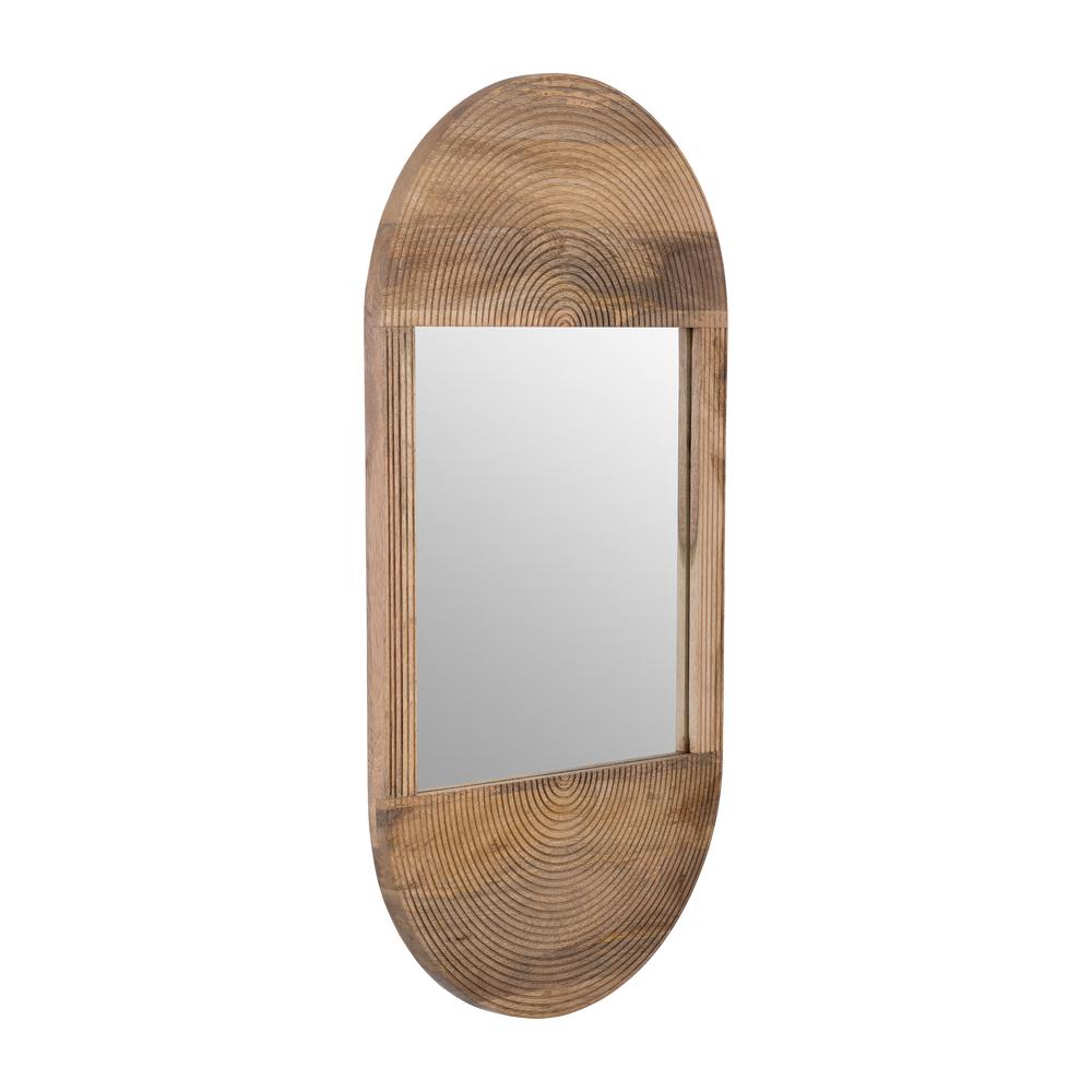 Wood, 34"lx18"w Oval Mirror, Brown. Picture 2