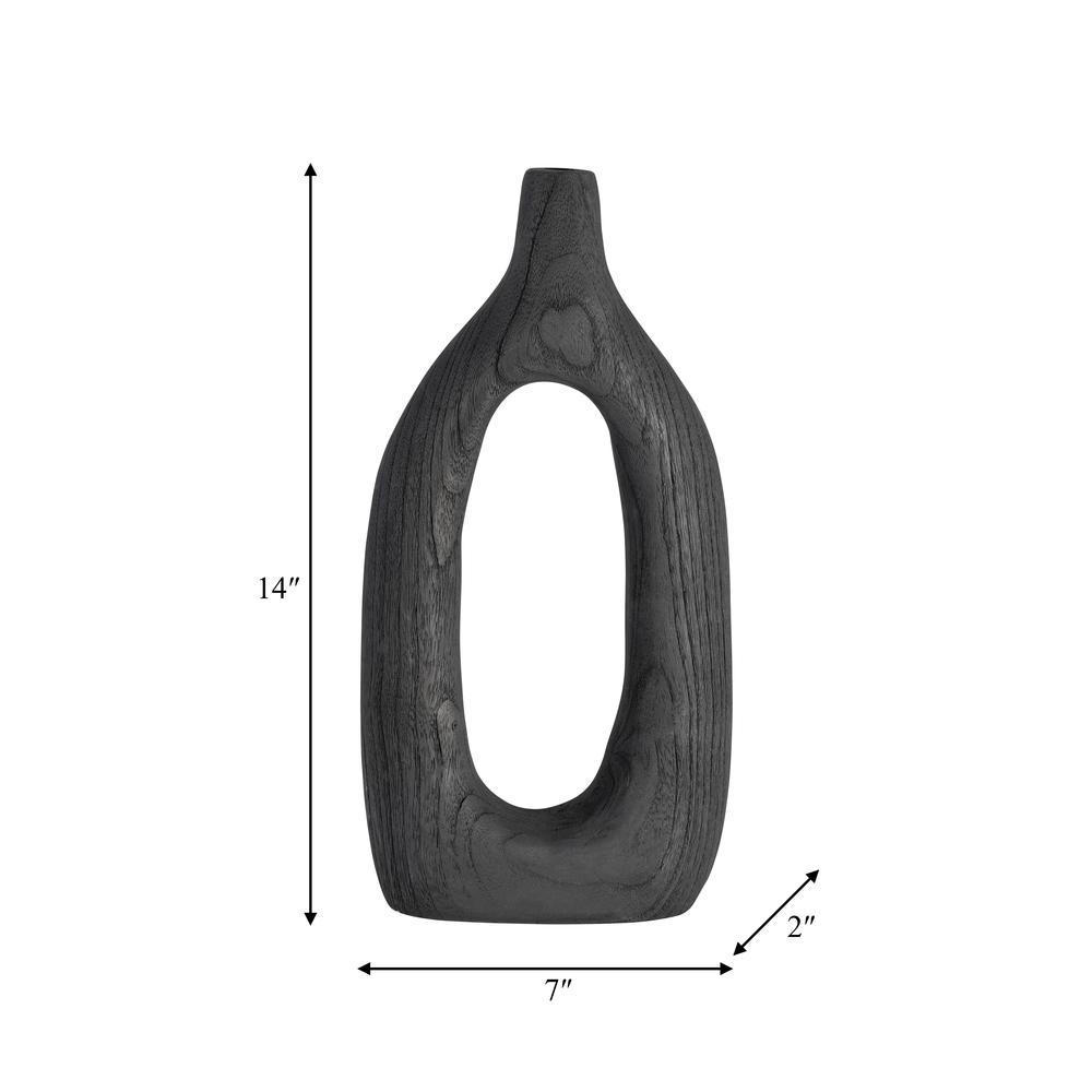 Wood, 14"h Cut-out Vase, Black. Picture 8