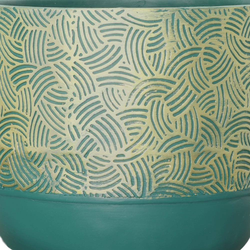Resin, S/2 10/13"d Swirl Planters, Green/gold. Picture 6