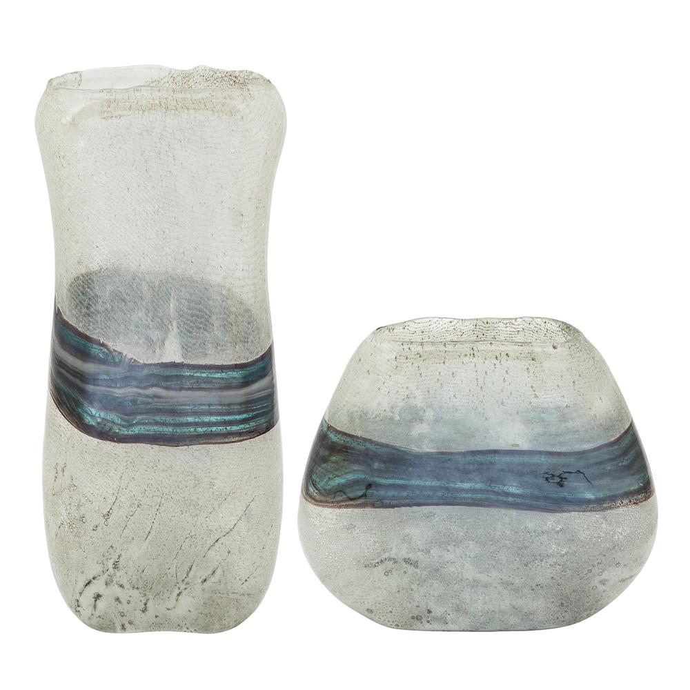 Glass, 14" Azurite Vase, Blue/gray. Picture 3