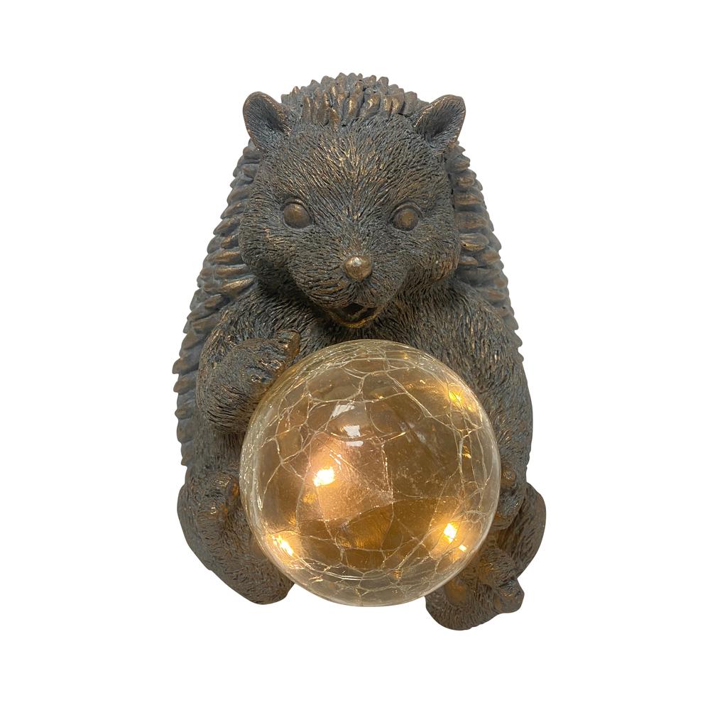 8" Hedgehog With Solar Orb,antique Copper. Picture 1