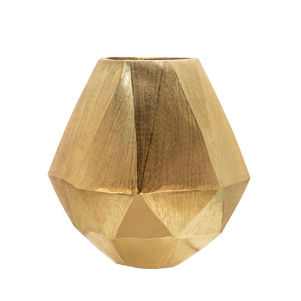 8" Geometric Deco Vase, Gold. Picture 2
