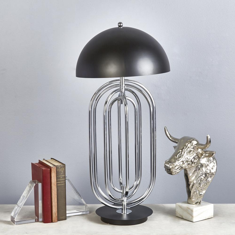 Metal 28" Art Deco Table Lamp,silver. Picture 2