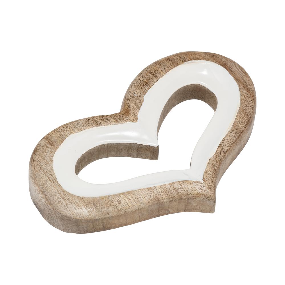 Wood, 10" Heart Deco, White. Picture 2