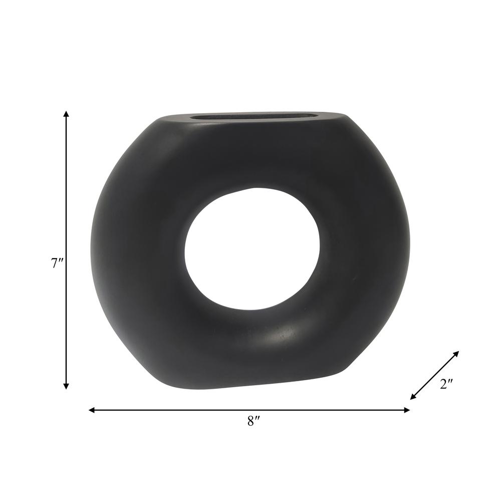 Wood, 8" Donut Vase, Black. Picture 9