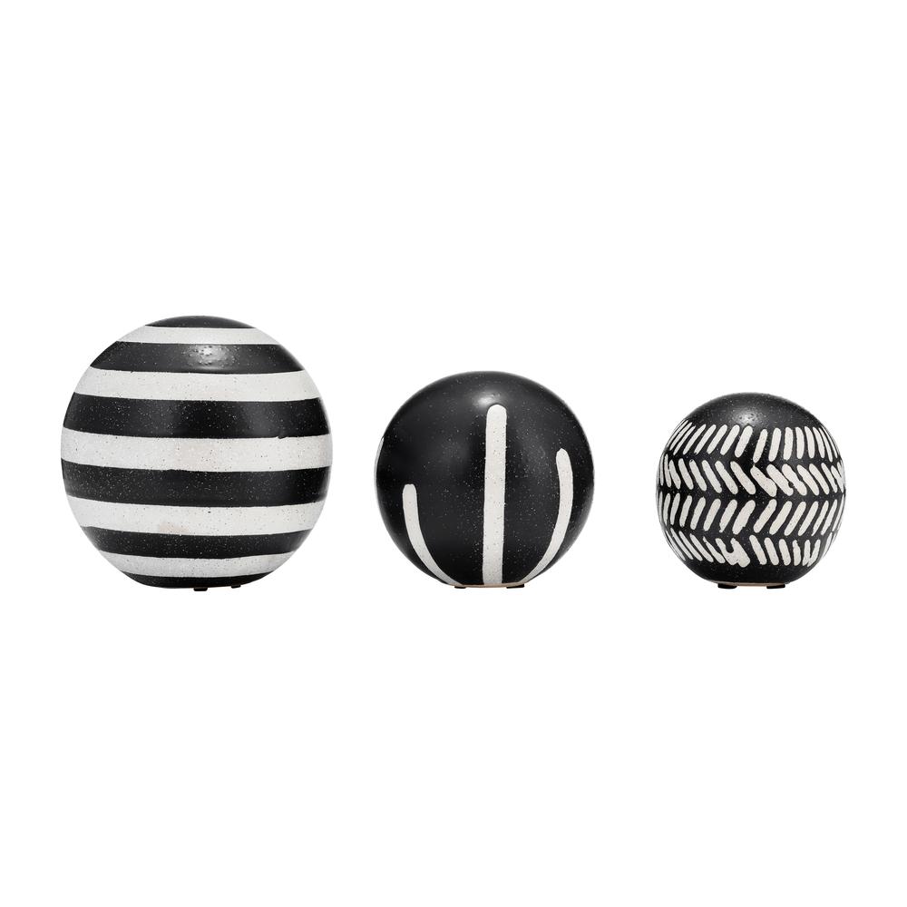 Cer, S/3 4/5/6", Tribal Orbs, Blk/ivory. Picture 1