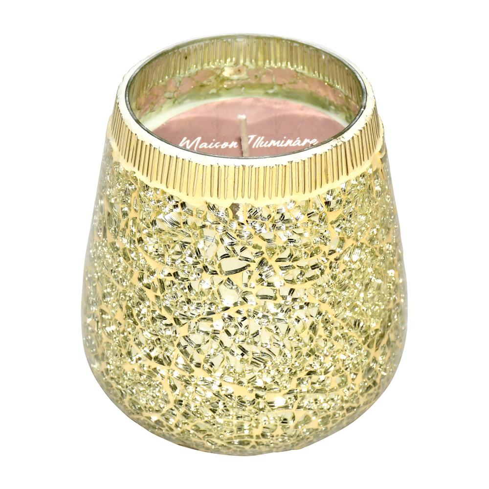 6" 18 Oz Spiced Pear Mosaic Candle, Champagne. Picture 1