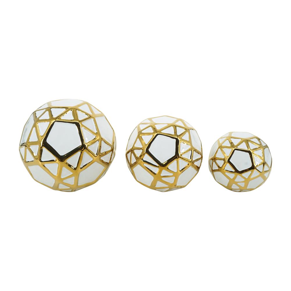 Cer, S/3 4/5/6", Orbs White/gold. Picture 1