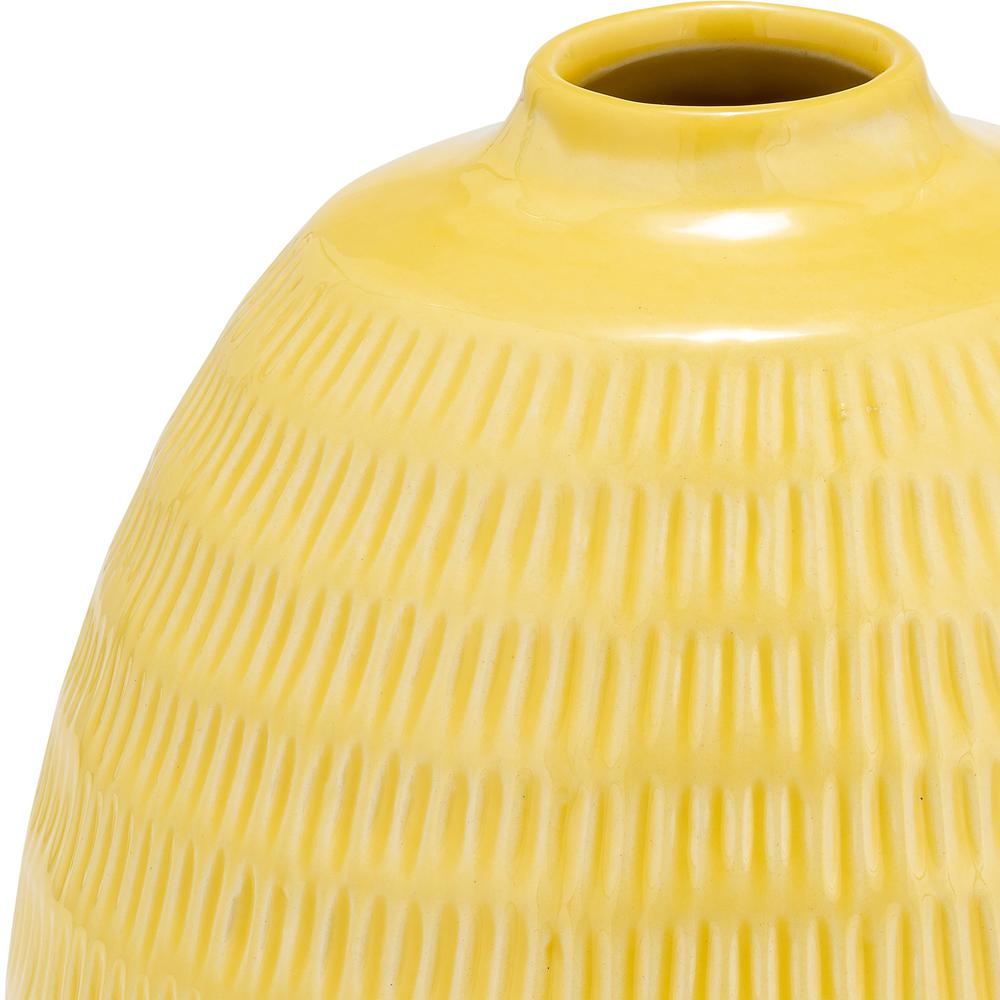 Cer,7",stripe Oval Vase,yellow. Picture 4