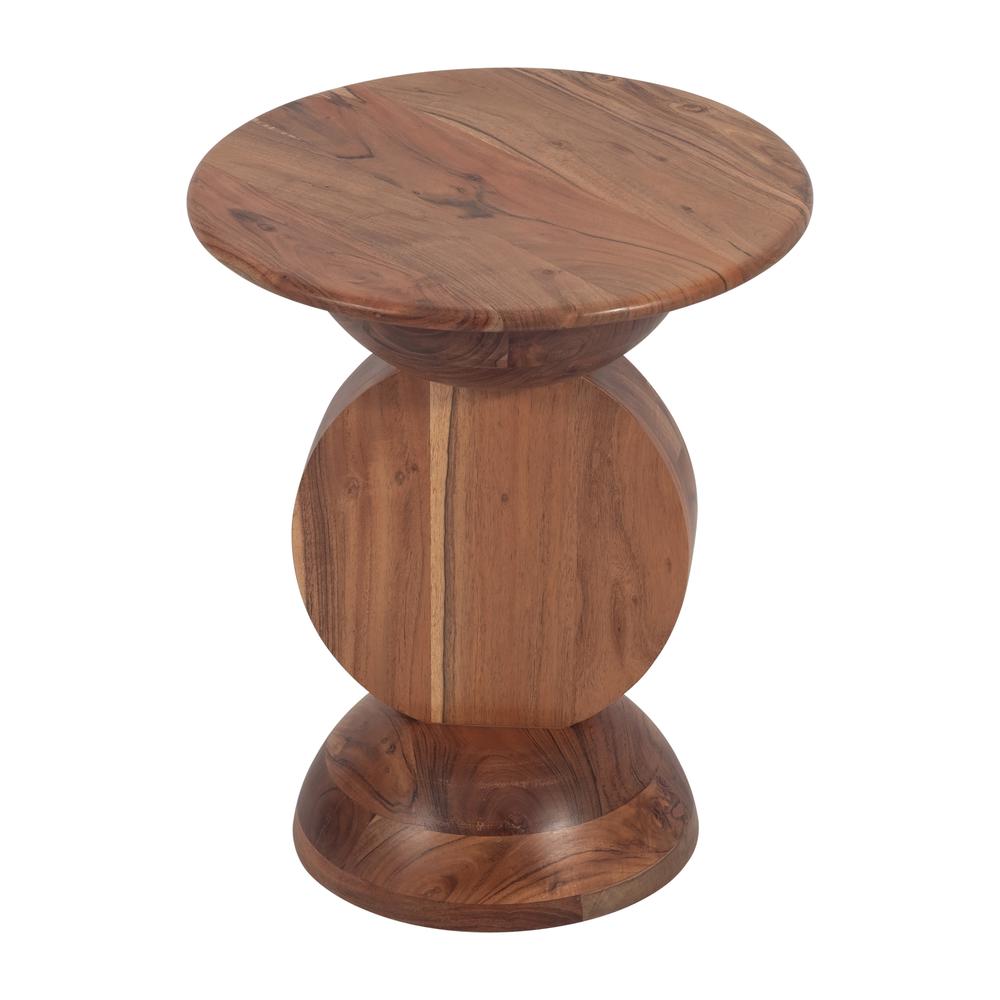 19" Solid Wood Disc On Dome Side Table, Nat. Picture 4