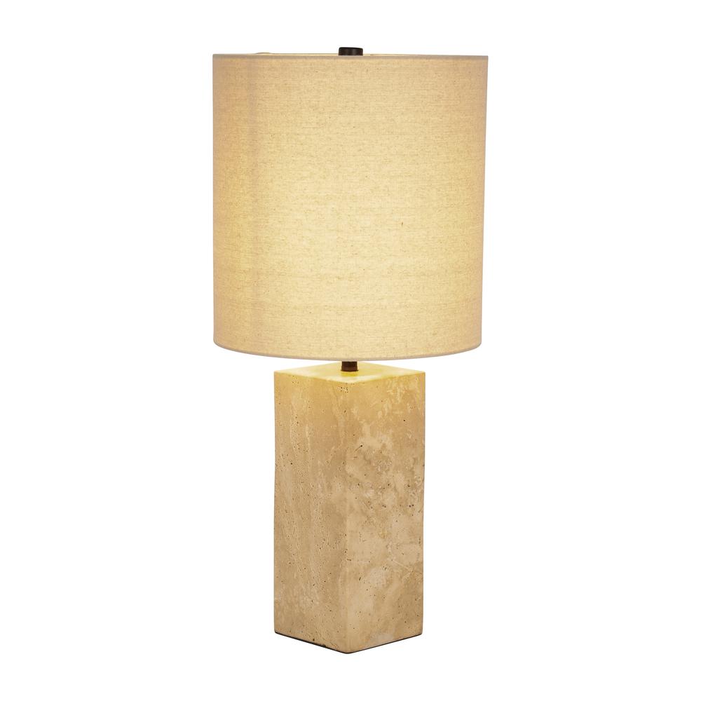 Travertine, 25" Pillar Table Lamp, Natural. Picture 3