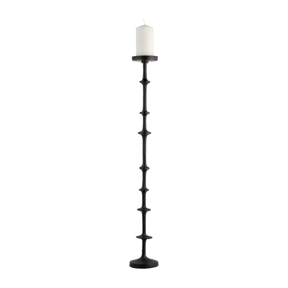 Metal, 36" Abacus Floor Pillar Candleholder, Black. Picture 2