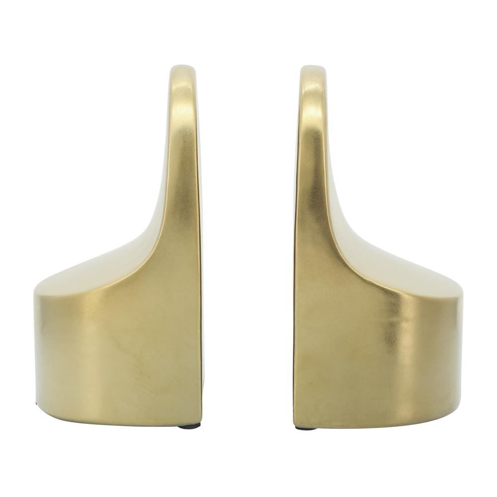 Cer, 6"h Contemporary Bookends, Gold. Picture 4