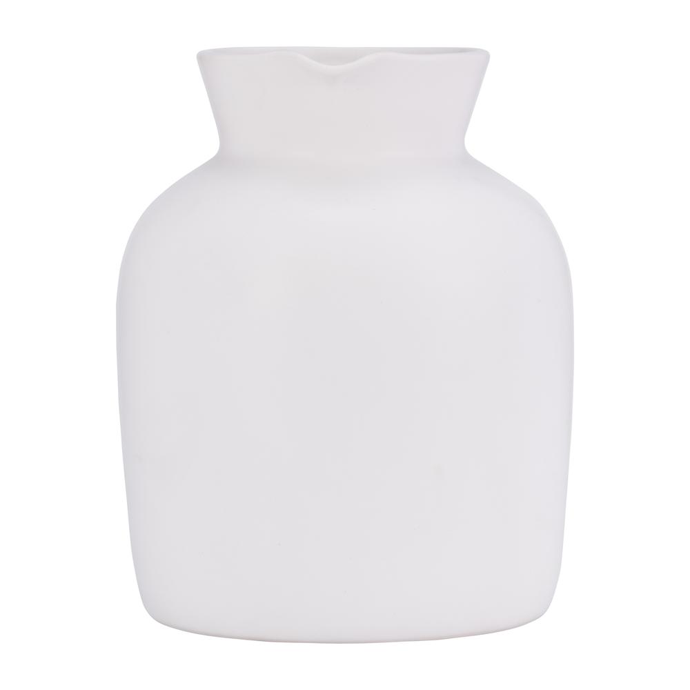 Cer, 7" Pitcher Vase, White. Picture 3