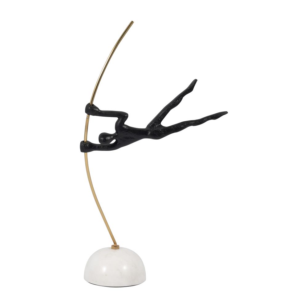 Metal, 17" Gymnast On Pole, Black/gold. Picture 4