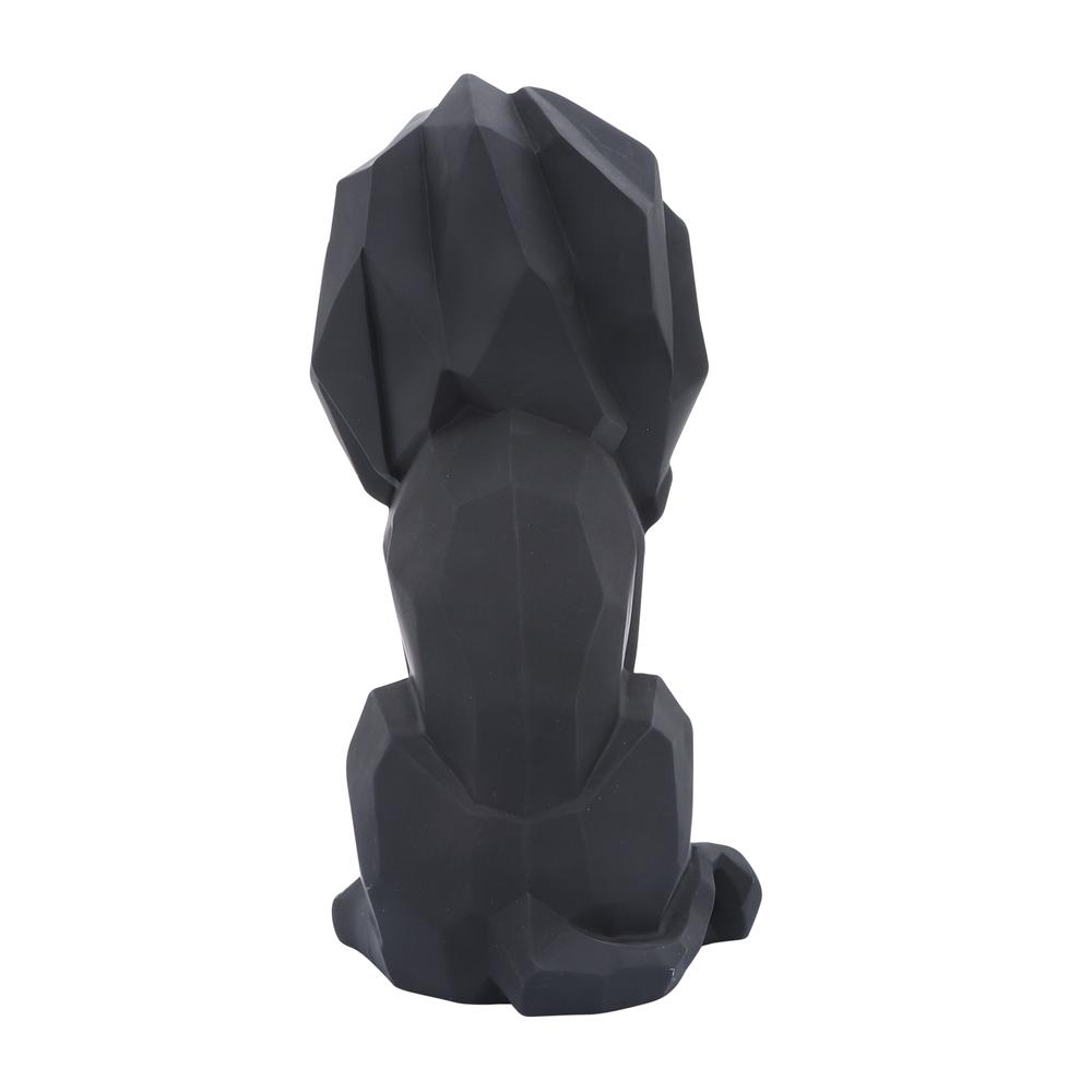 Resin 11"h Sitting Lion, Black. Picture 5