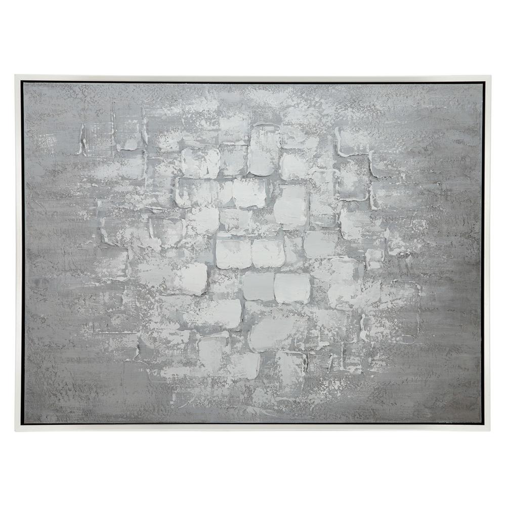 47x35 Handpainted Abstract Canvas, Gray. Picture 1