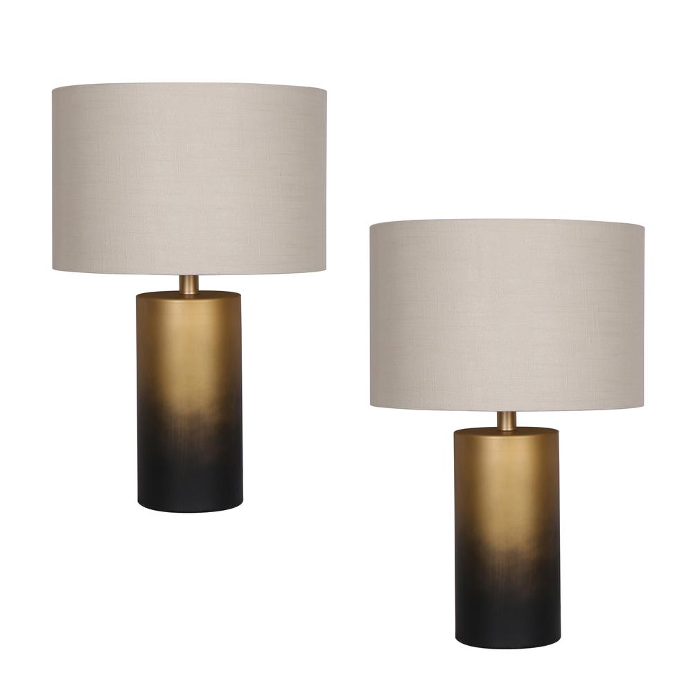 s/2, Metal 22" Ombre Table Lamps, Blk/gld. Picture 1