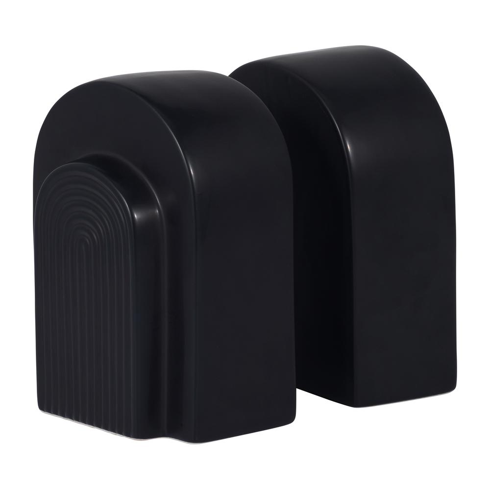 Cer, S/2 7" Arch Bookends, Black. Picture 3