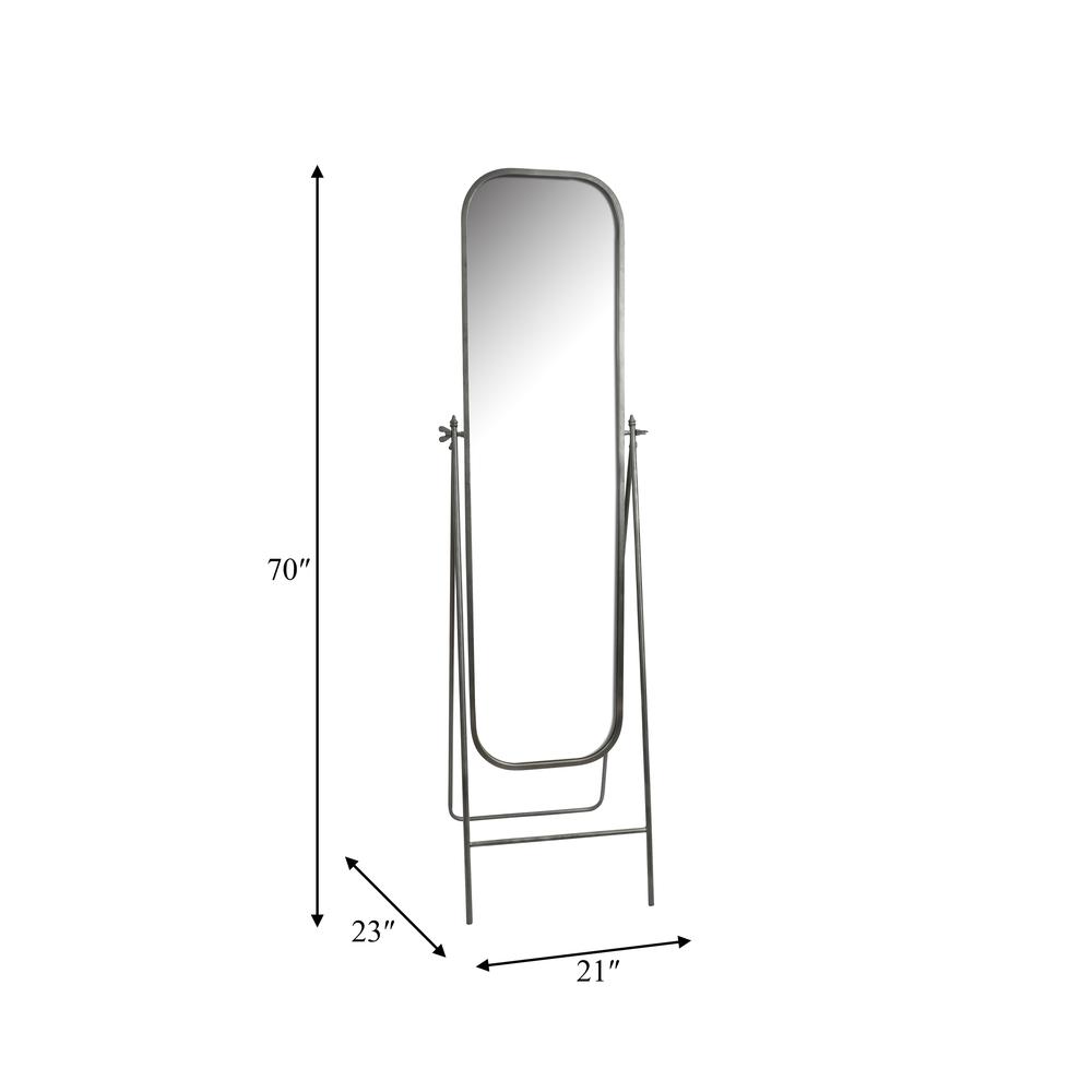 Metal, 21x69 Floor Mirror On Stand, Black. Picture 3