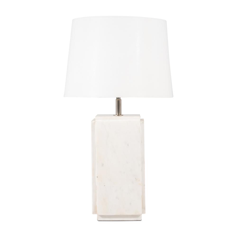 Marble, 27"h Fluted Table Lamp, White/off White. Picture 1