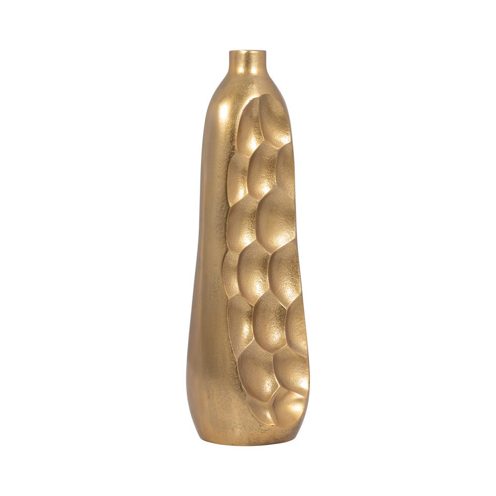 Metal, 19" Cut-out Vase, Gold. Picture 2