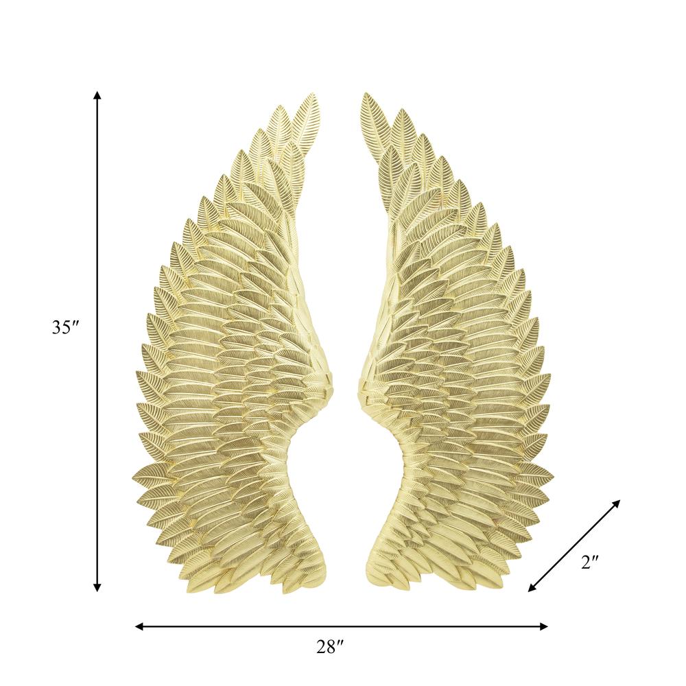 Resin S/2 Angel Wings Wall Accent, Gold. Picture 3