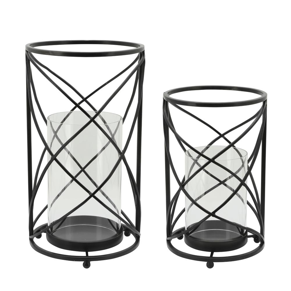 Metal 10" Hurricane Candle Holder, Black. Picture 3
