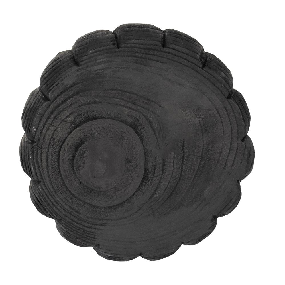 Wood, 9" Scalloped Bowl, Black. Picture 7