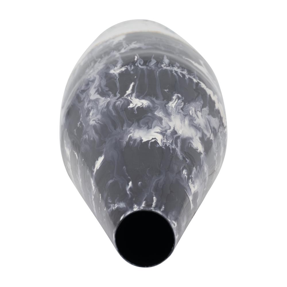 Metal, 25" Neptune Floor Vase, Ivory/navy. Picture 5
