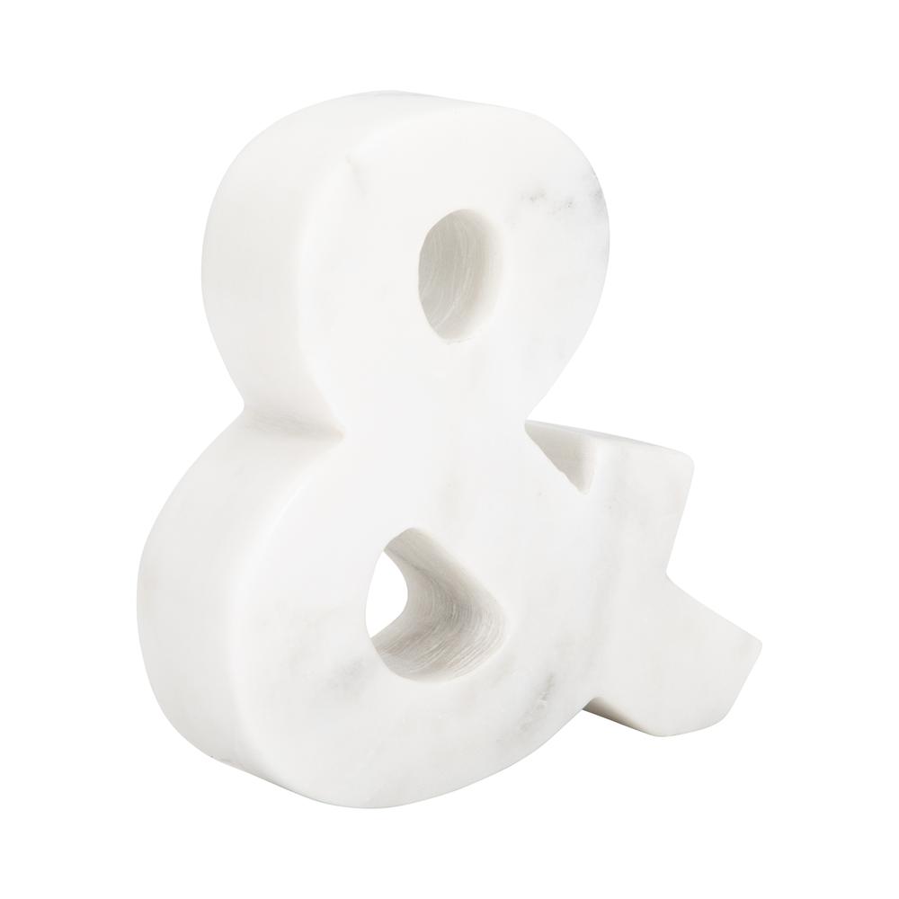 6" Marble Ampersand "&", White. Picture 2
