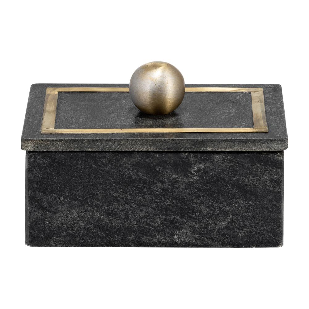 Marble, 7x5 Rectangular Box - Knob, Black. Picture 2